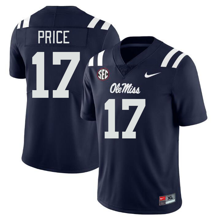 Ole Miss Rebels #17 Devin Price College Football Jerseys Stitched Sale-Navy